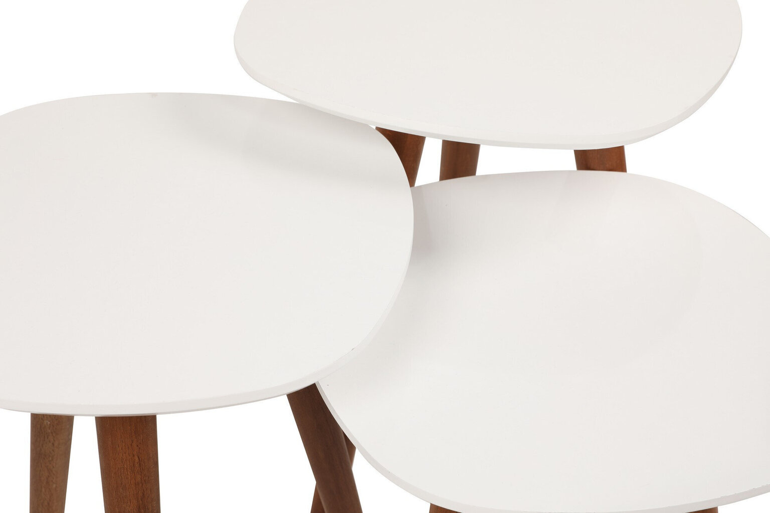 3-ju galdiņu komplekts Kalune Design Nadva, balts/brūns cena un informācija | Žurnālgaldiņi | 220.lv