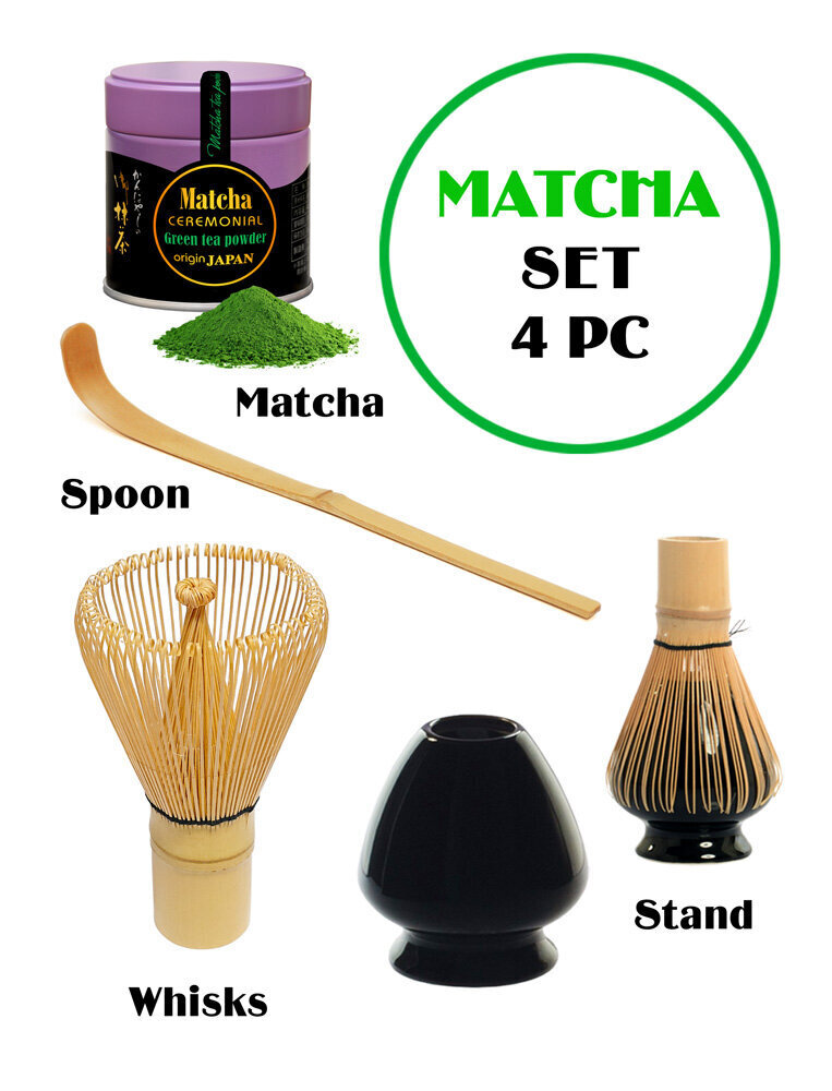 MATCHA KOMPLEKTS, MATCHA tea Japan Ceremonial (Kyoto), 40g + Whisks (slotiņa) + spoon (karotīte) + Stand (turētājs) cena un informācija | Tēja | 220.lv