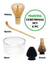 MATCHA KOMPLEKTS KM4PC MATCHA bļodiņa + Whisks (slotiņa) + spoon (karotīte) + Stand (turētājs) цена и информация | Кухонные принадлежности | 220.lv