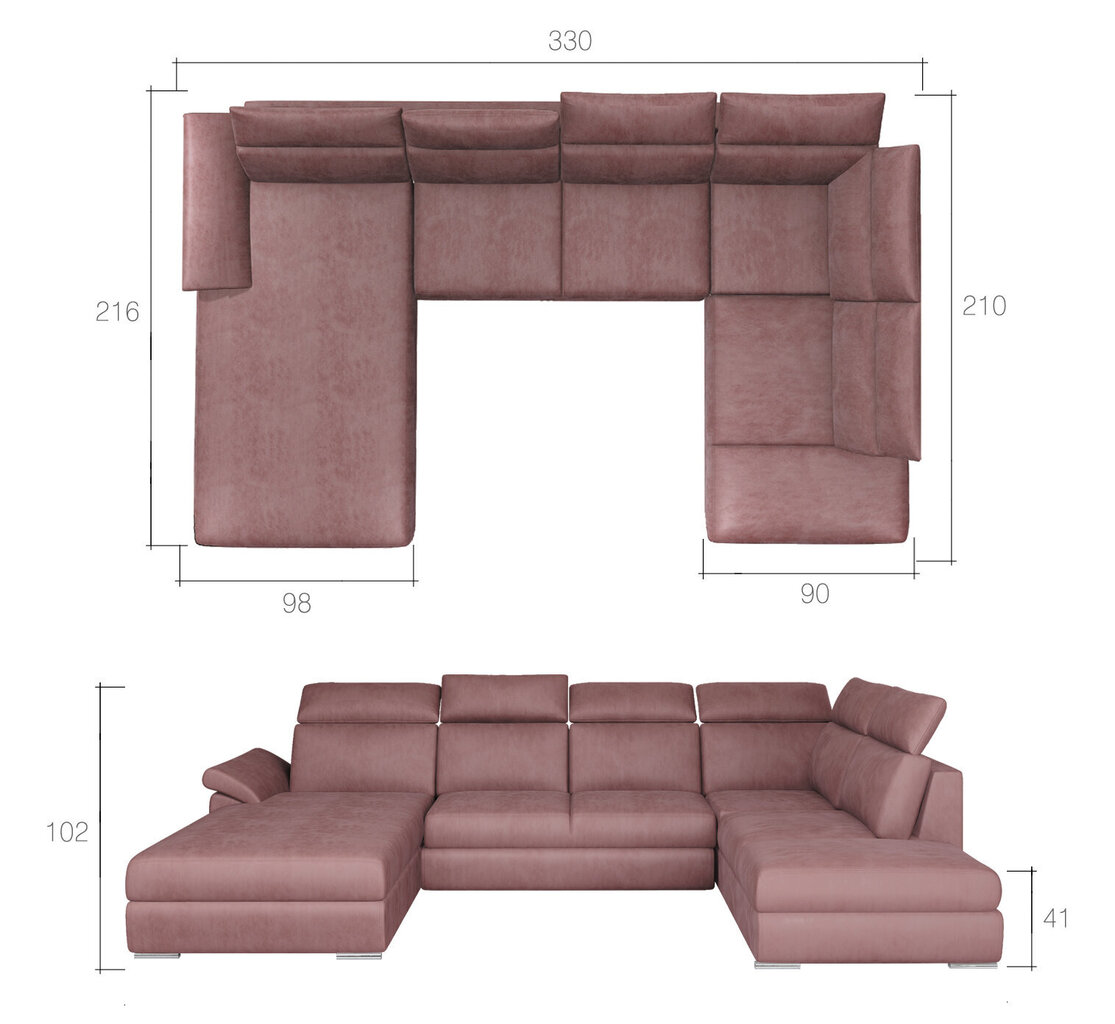 Stūra dīvāns NORE Evanell, zils cena un informācija | Stūra dīvāni | 220.lv