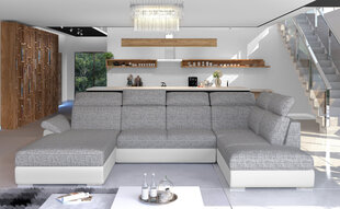 Stūra dīvāns NORE Evanell, pelēks/balts teksturēts cena un informācija | Stūra dīvāni | 220.lv