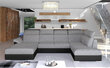 Stūra dīvāns NORE Evanell, pelēks/melns teksturēts цена и информация | Stūra dīvāni | 220.lv