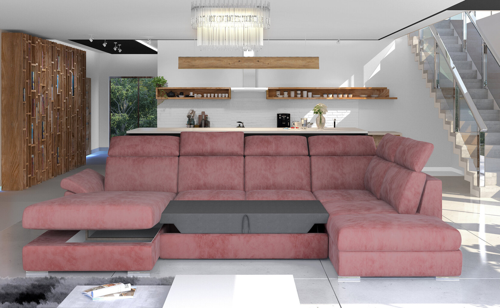 Stūra dīvāns NORE Evanell, smilšu krāsas cena un informācija | Stūra dīvāni | 220.lv