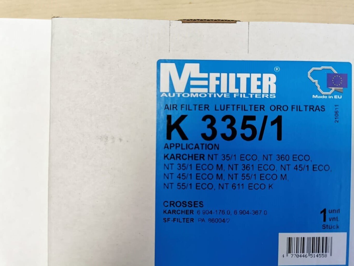 MFILTER filtrs K335/1 piemērots Karcher sūkņiem 35/1, 361 Eco, 45,1; 55/1 cena un informācija | Putekļu sūcēju piederumi | 220.lv