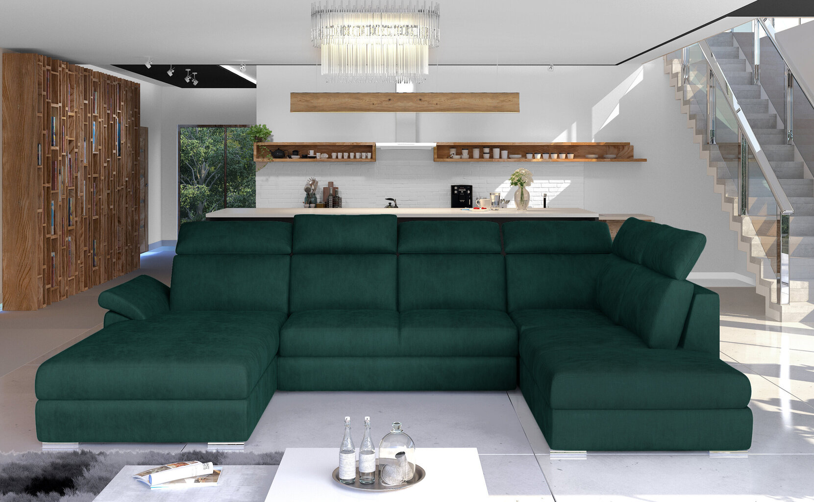 Stūra dīvāns NORE Evanell, zaļš cena un informācija | Stūra dīvāni | 220.lv