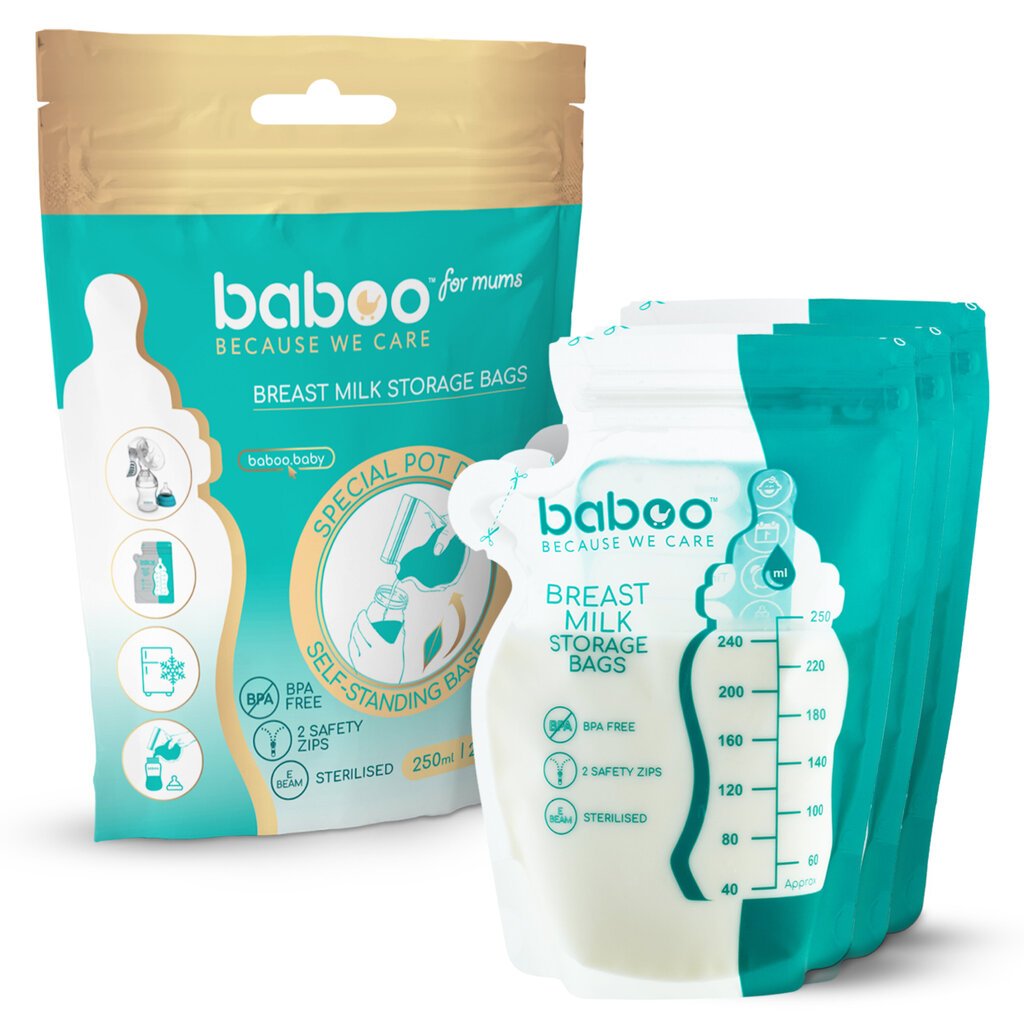 Baboo Mātes piena uzglabāšanas maisiņi, 25 gab. cena un informācija | Krūts piena pumpji | 220.lv