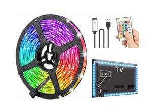 Светодиодная лента RGB 2 м, для освещения ТВ с ПДУ и USB цена и информация | Светодиодные ленты | 220.lv