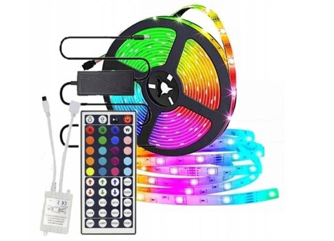 RGB LED lente 5 m, 5050 ar tālvadības pulti, ūdensizturīga cena un informācija | LED lentes | 220.lv