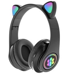 Беспроводные наушники Rgb со светодиодными кошачьими ушками, CXT-B39, черные цена и информация | Наушники | 220.lv