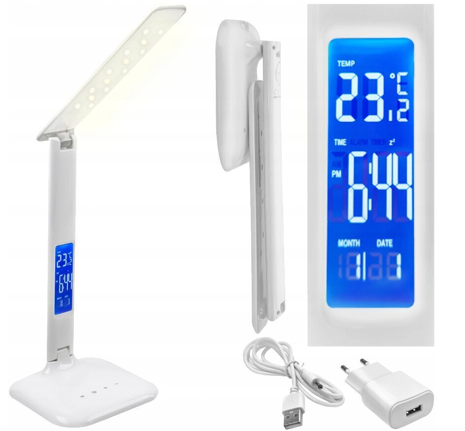 LED galda lampa ar termometru un modinātāju cena un informācija | Galda lampas | 220.lv