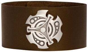 Кожаные манжеты / браслеты Bico Brown с металлической вставкой (BWE2 Brown) 50mm 1 31/32″ цена и информация | Мужские украшения | 220.lv