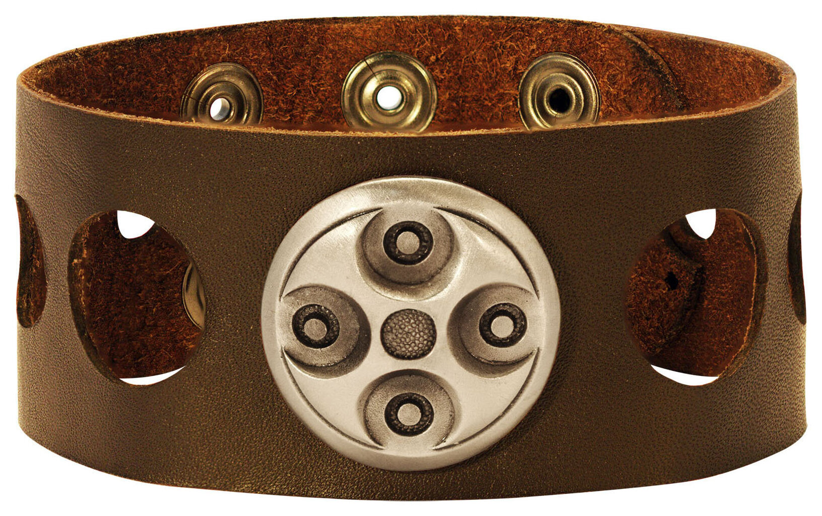 Bico Brown ādas aproces / plaukstas lentes ar metāla ieliktni (BWE6 Brown) 50mm 1 31/32″ cena un informācija | Vīriešu rotaslietas | 220.lv