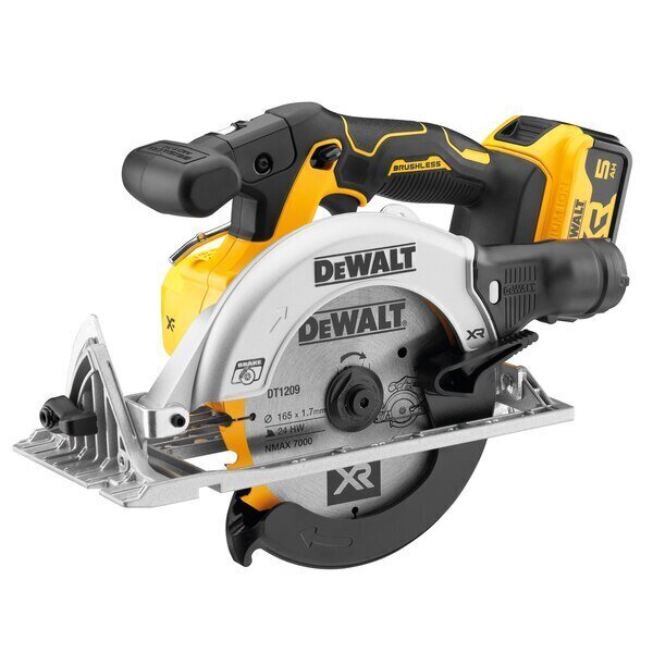 Akumulatora cirkulārais zāģis 18V 2x5Ah DeWALT DCS565P2-QW cena un informācija | Zāģi, ripzāģi | 220.lv