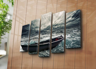 Репродукция из пяти частей Лодка в бушующем море цена и информация | Картины | 220.lv