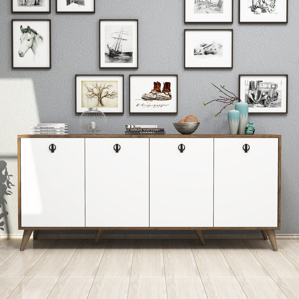 Konsole Kalune Design Elite 1612, balta/brūna cena un informācija | Konsoles galdiņi | 220.lv