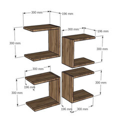 4-u plauktu komplekts Kalune Design Base, brūns цена и информация | Полки | 220.lv