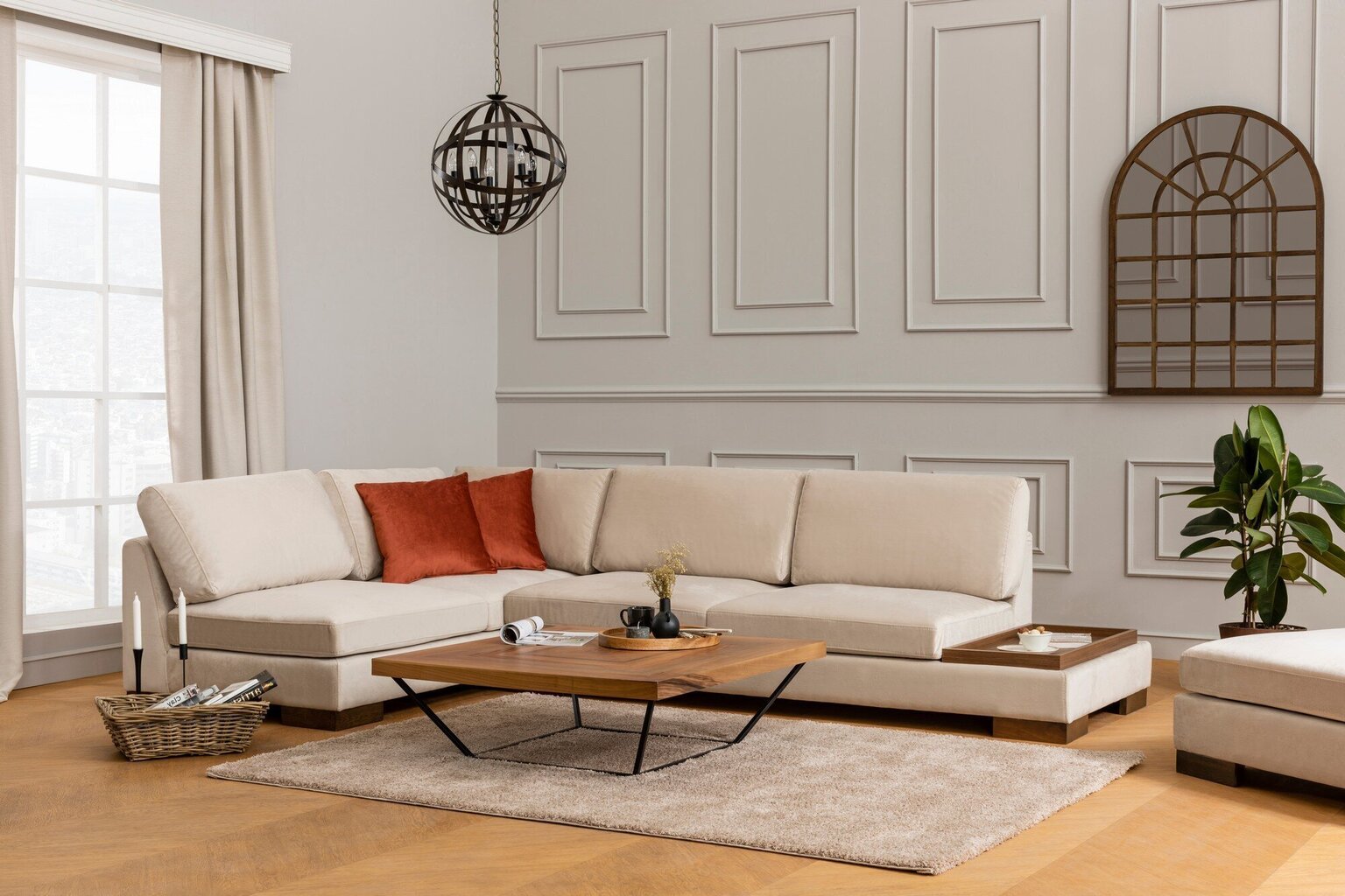 Stūra dīvāns Kalune Design Tulip, smilškrāsas cena un informācija | Stūra dīvāni | 220.lv