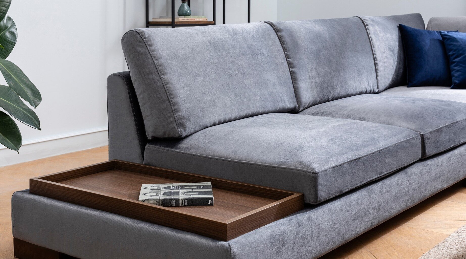 Stūra dīvāns Kalune Design Tulip, tumši pelēks cena un informācija | Stūra dīvāni | 220.lv