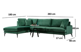 Stūra dīvāns Kalune Design Papira, zaļš cena un informācija | Stūra dīvāni | 220.lv