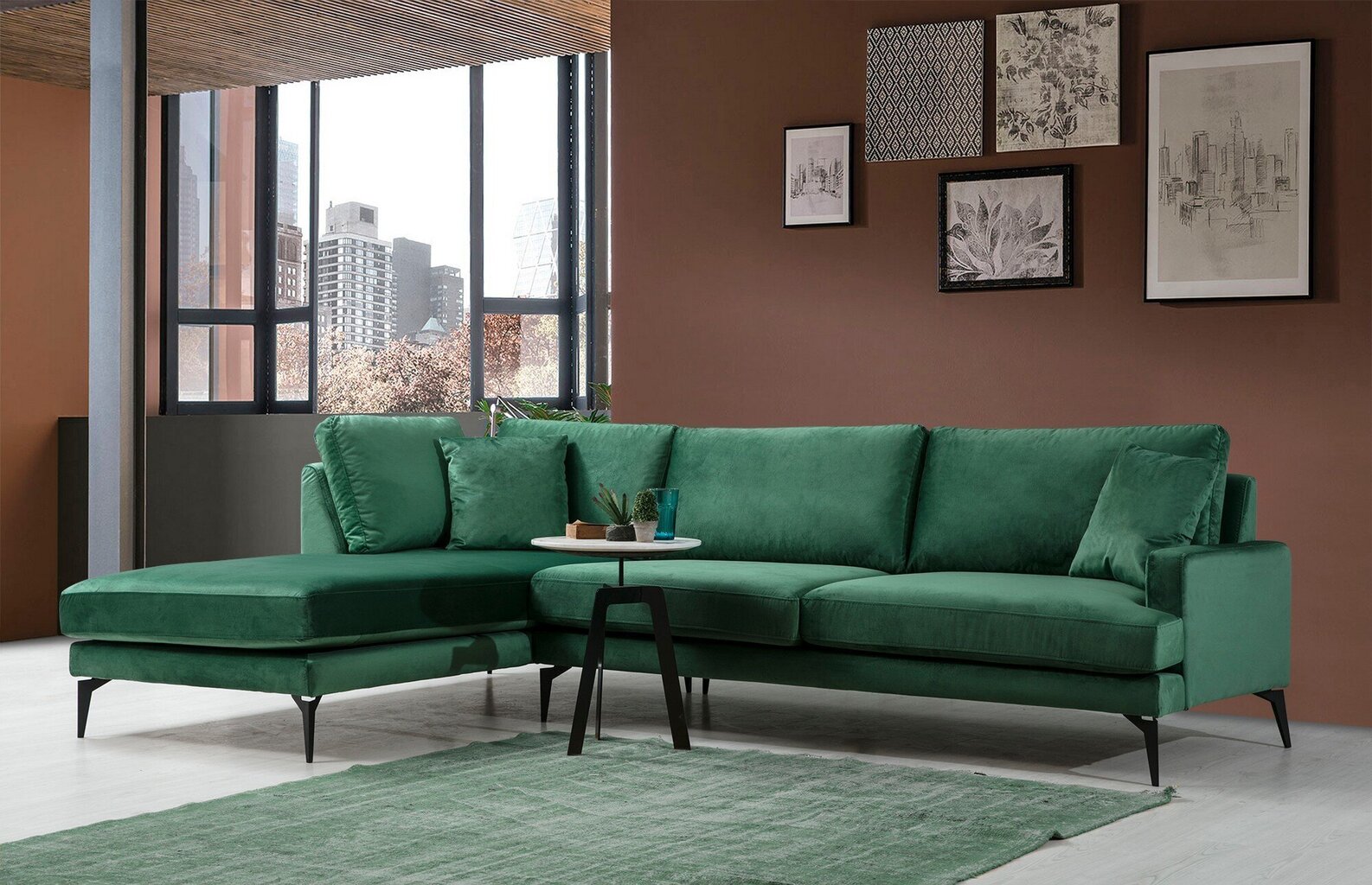 Stūra dīvāns Kalune Design Papira, zaļš цена и информация | Stūra dīvāni | 220.lv
