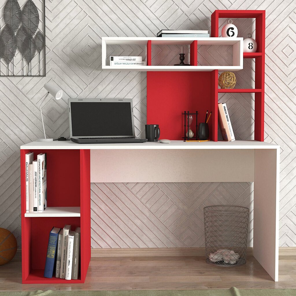 Rakstāmgalds Kalune Design Coral, sarkans/balts cena un informācija | Datorgaldi, rakstāmgaldi, biroja galdi | 220.lv