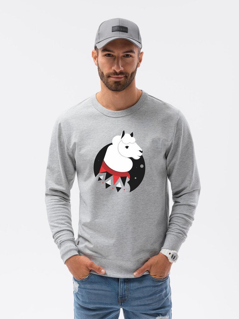 Vīriešu džemperis "Lama" B1153-45435-XXL, gaiši pelēks cena un informācija | Vīriešu džemperi | 220.lv