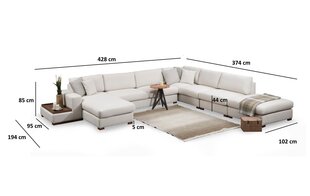 Stūra dīvāns Kalune Design Loop 8/11, smilškrāsas cena un informācija | Stūra dīvāni | 220.lv