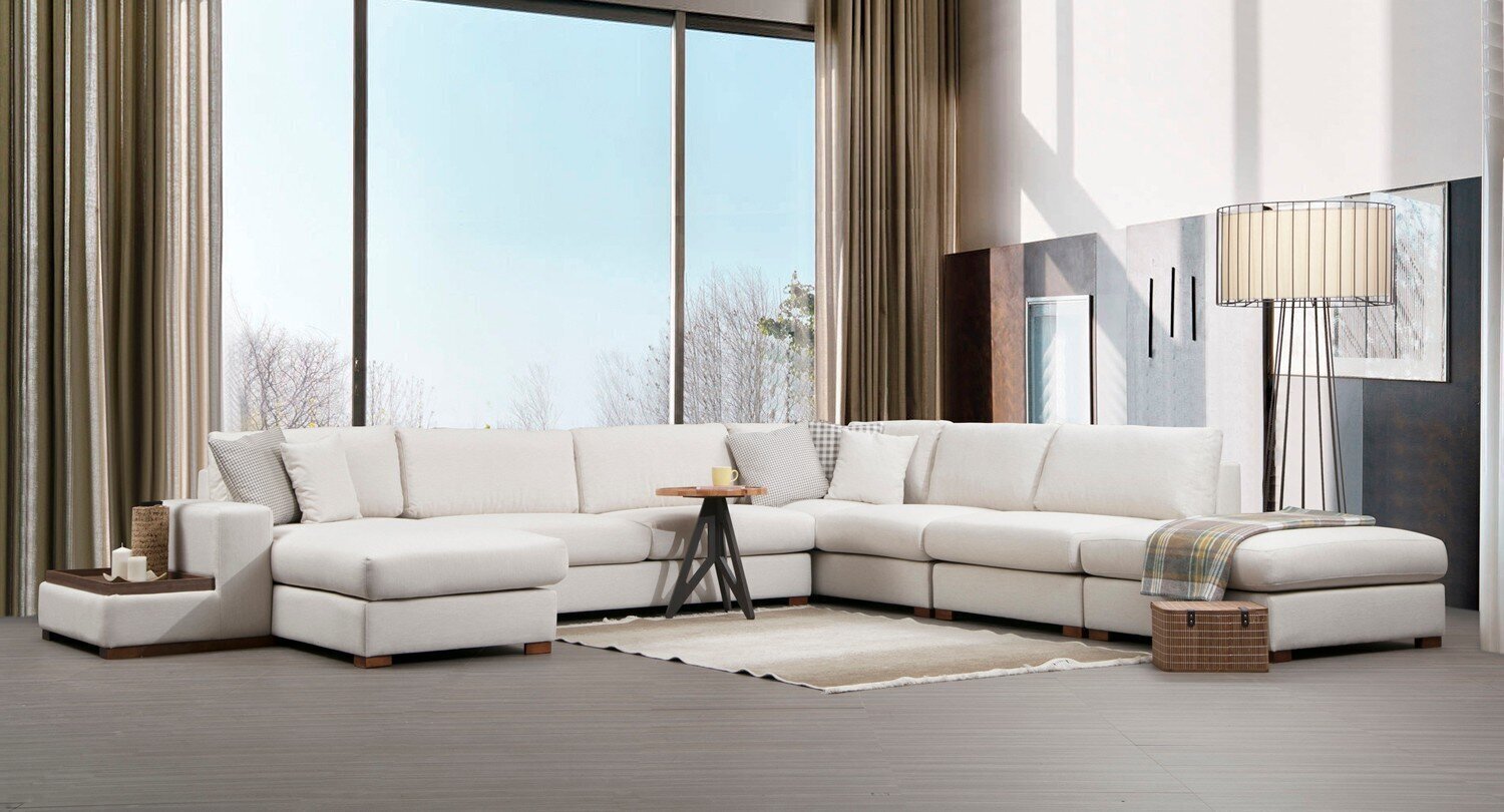 Stūra dīvāns Kalune Design Loop 8/11, smilškrāsas cena un informācija | Stūra dīvāni | 220.lv