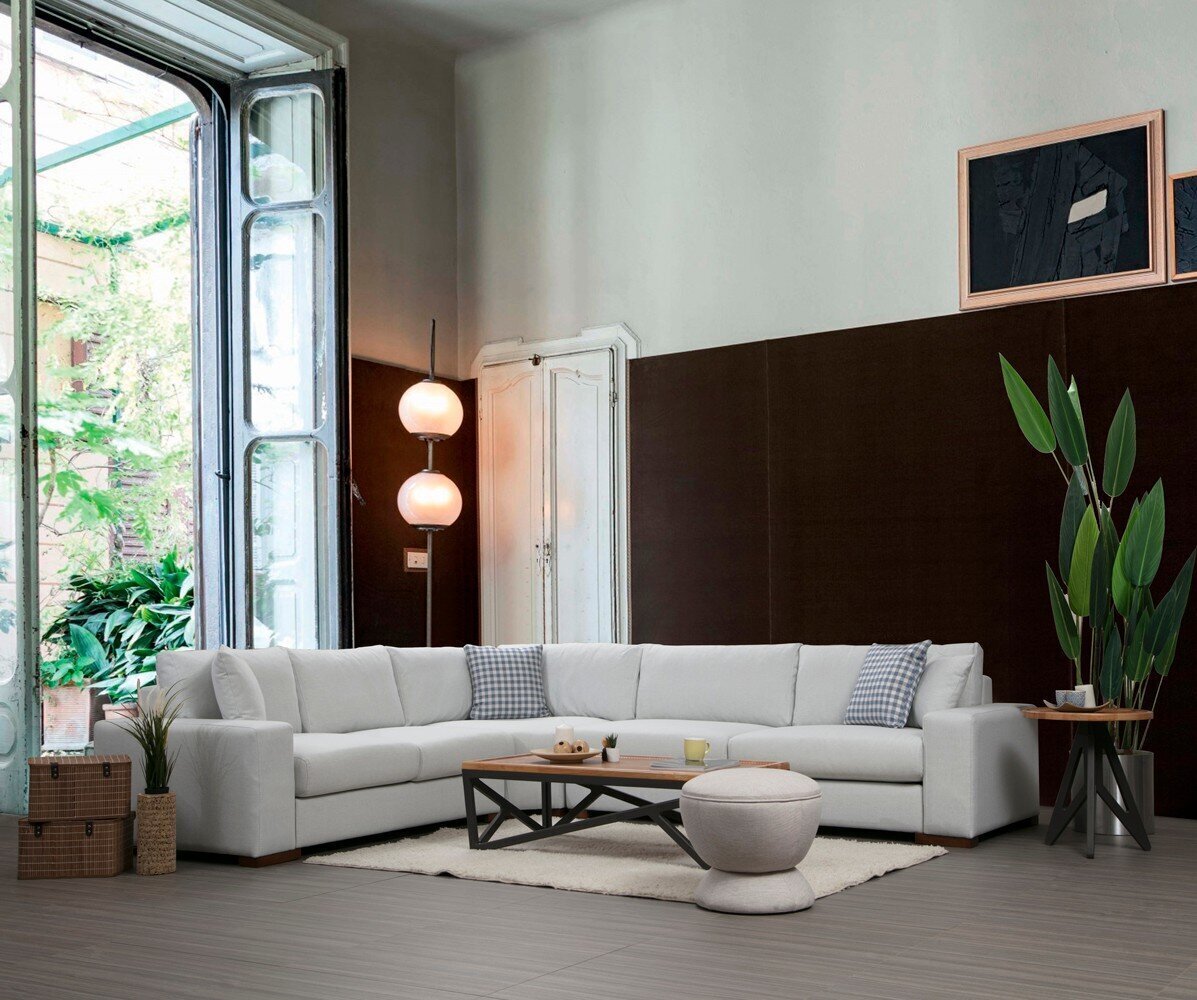 Stūra dīvāns Kalune Design Loop 20, smilškrāsas cena un informācija | Stūra dīvāni | 220.lv
