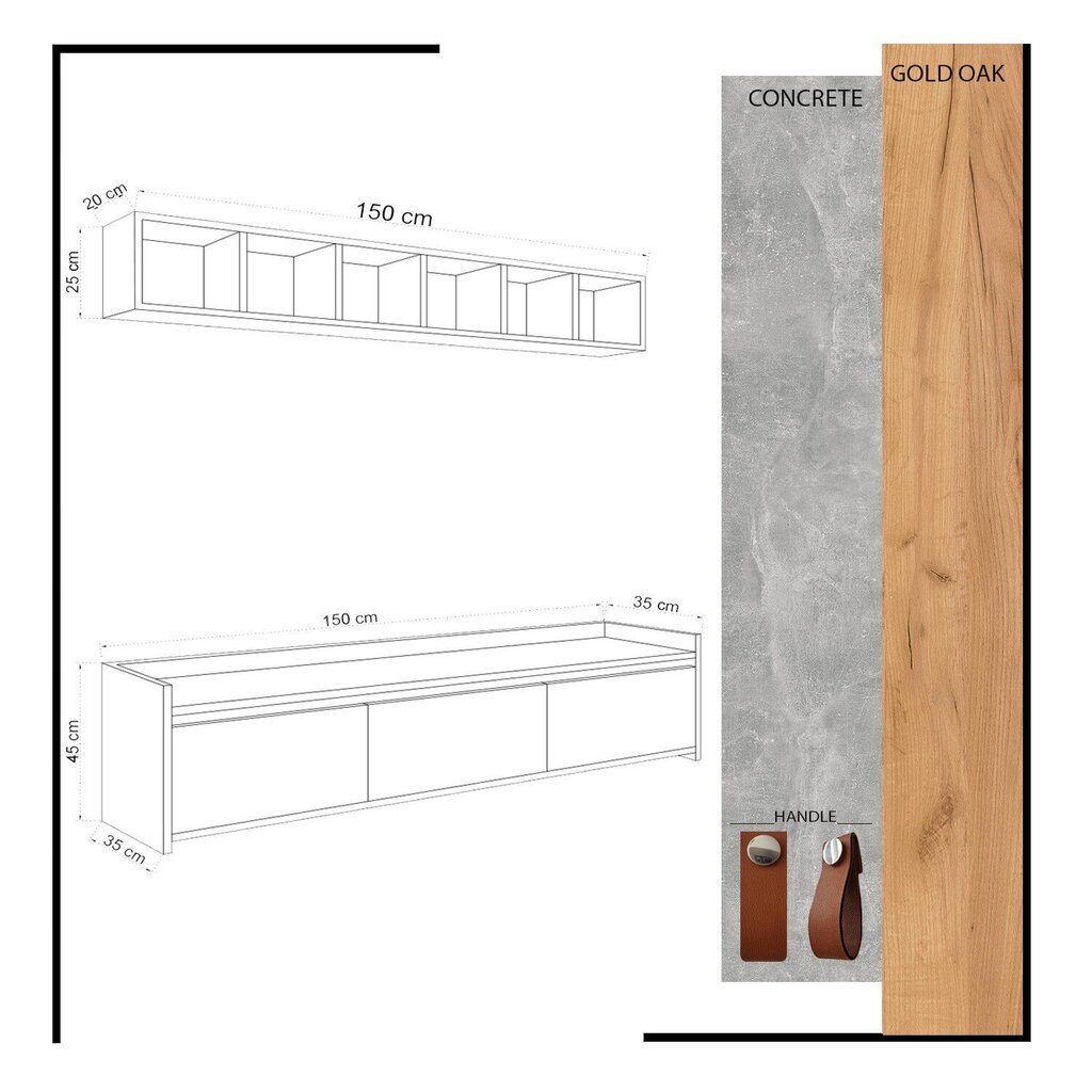 Sekcija Kalune Design Sleppa, brūna/pelēka цена и информация | Sekcijas | 220.lv