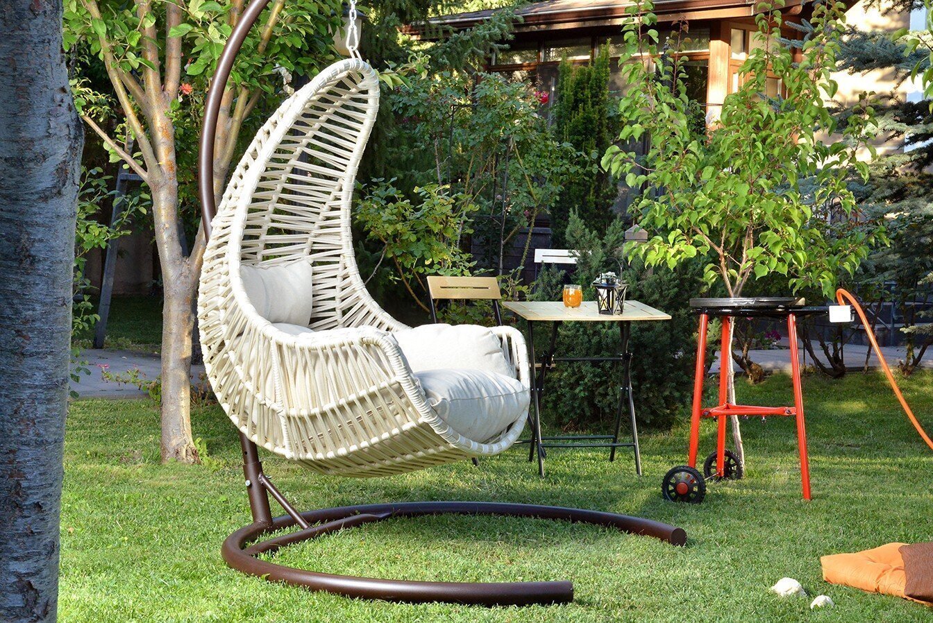 Šūpuļkrēsls Kalune Design Kule, bēšas cena un informācija | Dārza krēsli | 220.lv