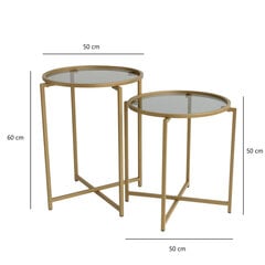 2-u galdiņu komplekts Kalune Design S406, zelta krāsas cena un informācija | Žurnālgaldiņi | 220.lv