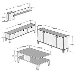 Dzīvojamās istabas mēbeļu komplekts Kalune Design Sumer G7020, brūns/balts цена и информация | Секции | 220.lv