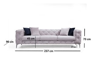 Трехместный диван Kalune Design Como, светло-серый цена и информация | Диваны | 220.lv
