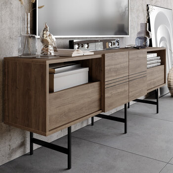 ТВ столик Kalune Design Derin, коричневый/черный цена и информация | Тумбы под телевизор | 220.lv