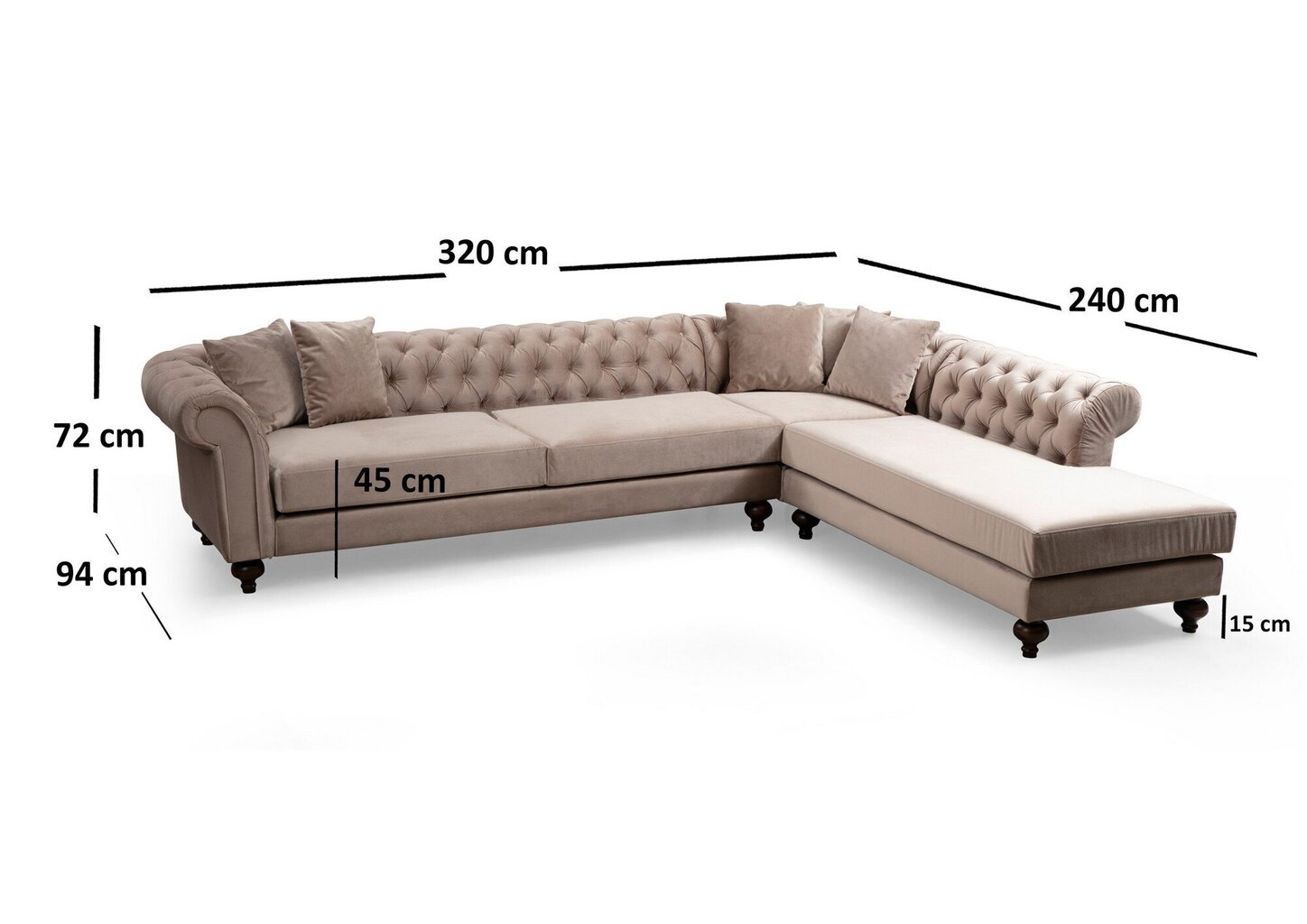 Stūra dīvāns Kalune Design Bogart, smilškrāsas cena un informācija | Stūra dīvāni | 220.lv