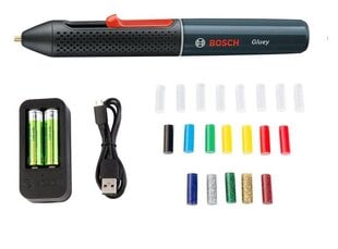 Akumulatora karstās līmes zīmulis Bosch (pelēks) +USB lādēšanas ierīce +USB kabelis +2×1,2V HR06 (AA) uzlādējamas baterijas cena un informācija | Rokas instrumenti | 220.lv