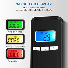 Kriogor Alkohols skaitītājs ar 3 ciparu digitālo LCD ekrānu cena un informācija | Alkometri | 220.lv