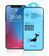 LCD aizsargstikls 18D Airbag Shockproof Apple iPhone 12 Pro Max melns cena un informācija | Ekrāna aizsargstikli | 220.lv