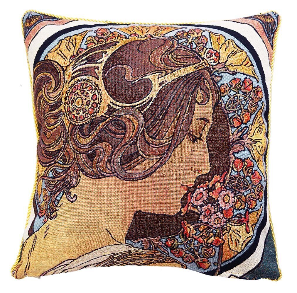 Dekoratīvs spilvena pārvalks Signare Alphonse Mucha Primrose цена и информация | Dekoratīvie spilveni un spilvendrānas | 220.lv