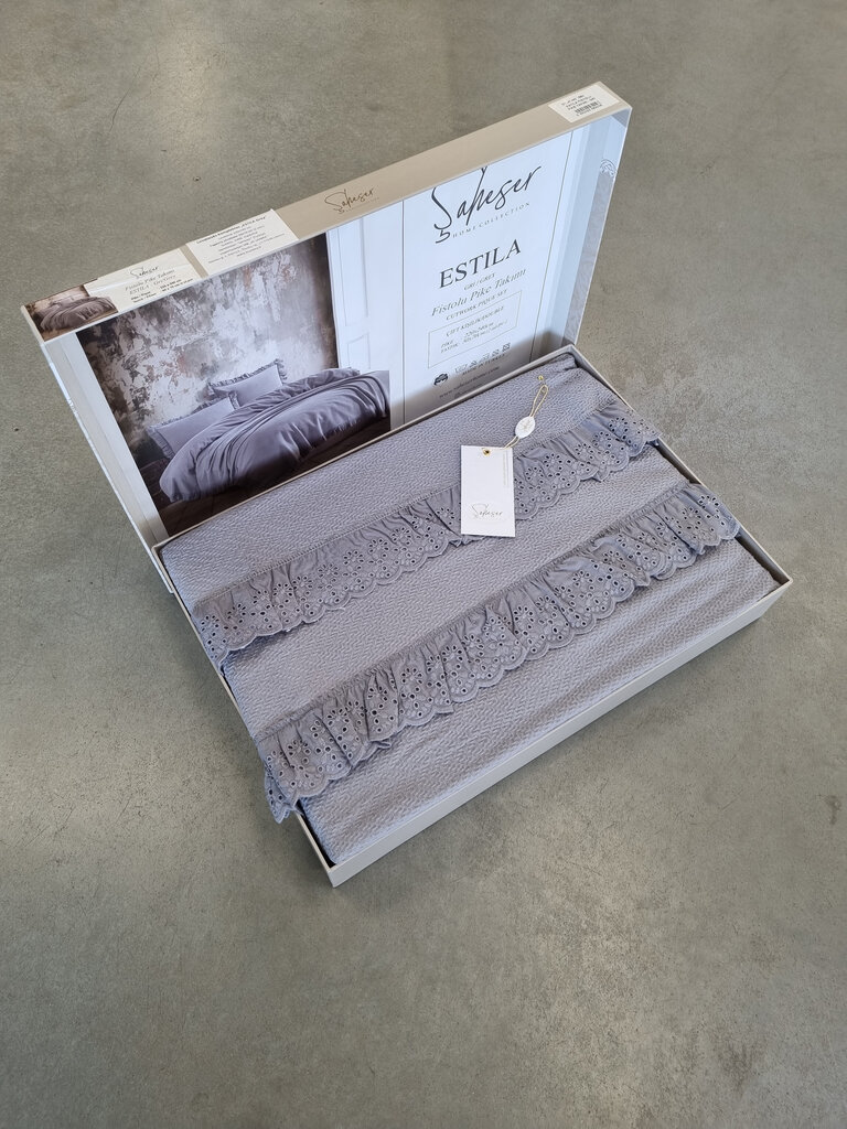 Gultas pārklājs ar spilvendrānām ESTILA Grey, 220x240 cm, 3 daļas cena un informācija | Gultas pārklāji, pledi | 220.lv
