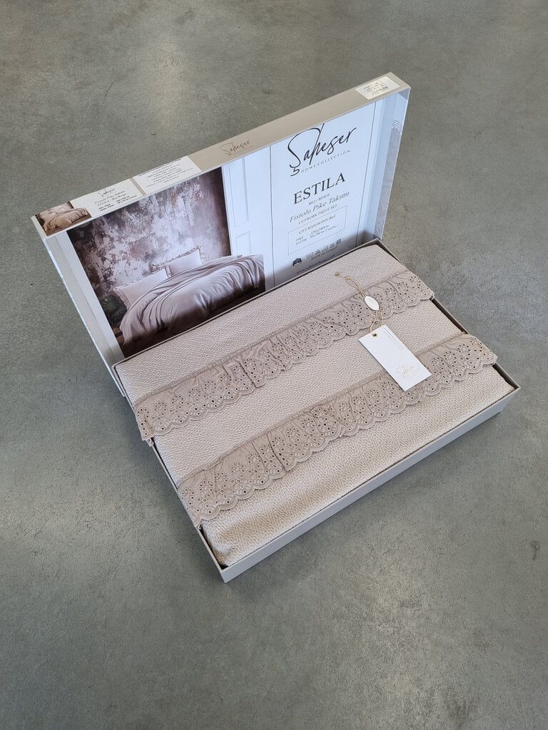 Gultas pārklājs ar spilvendrānām ESTILA Beige, 220x240 cm, 3 daļas цена и информация | Gultas pārklāji, pledi | 220.lv