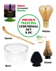 MATCHA KOMPLEKTS, MATCHA tea Japan Ceremonial (Kyoto), 40g + Whisks (slotiņa) + spoon (karotīte) + Stand (turētājs) + bowl (bļodiņa) cena un informācija | Tēja | 220.lv