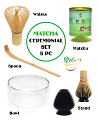 MATCHA KOMPLEKTS, MATCHA tea 80g + Whisks (slotiņa) + spoon (karotīte) + Stand (turētājs) +bowl (bļodiņa) цена и информация | Чай | 220.lv