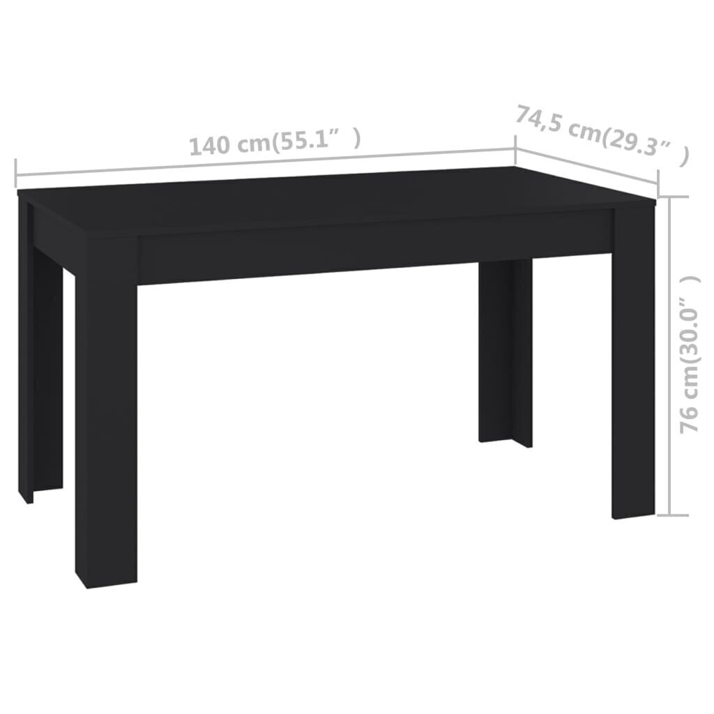 Virtuves galds, 140x74,5x76 cm, melns cena un informācija | Virtuves galdi, ēdamgaldi | 220.lv
