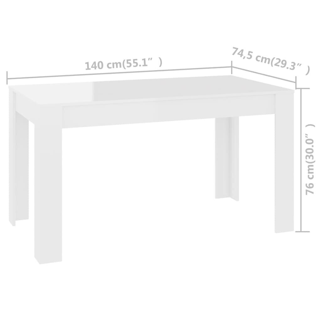 Virtuves galds, 140x74,5x76 cm, balts cena un informācija | Virtuves galdi, ēdamgaldi | 220.lv