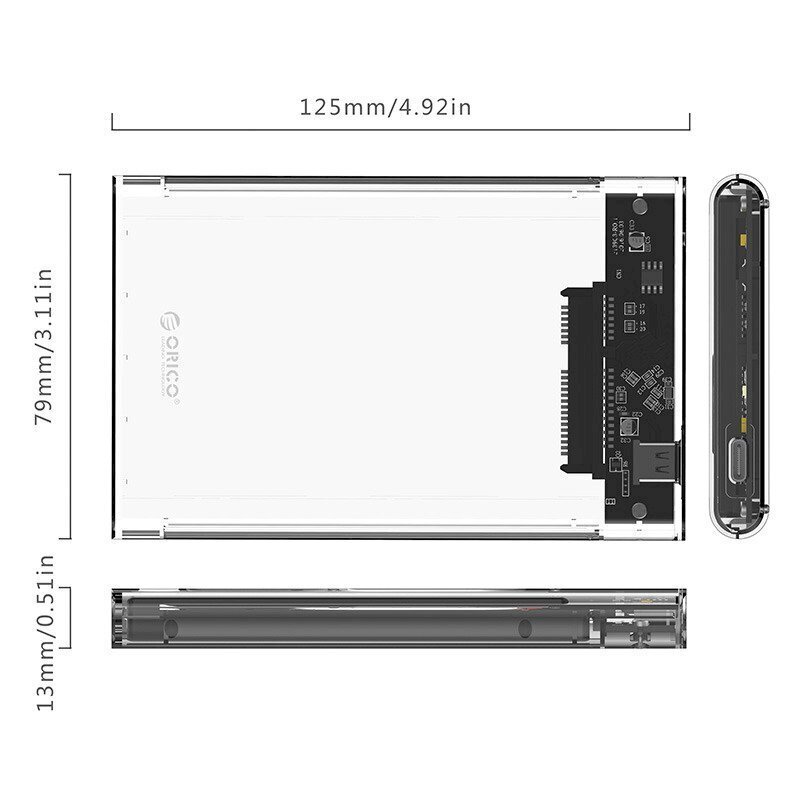 Hard Drive Enclosure Orico HDD 2,5" + USB 3.1 (10Gbps), USB-C (5Gbps) cables cena un informācija | Adapteri un USB centrmezgli | 220.lv