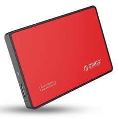 Внешний корпус жесткого диска Orico SSD / HDD 2.5 "SATA III (красный) цена и информация | Жёсткие диски | 220.lv