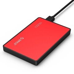 Внешний корпус жесткого диска Orico SSD / HDD 2.5 "SATA III (красный) цена и информация | Жёсткие диски | 220.lv