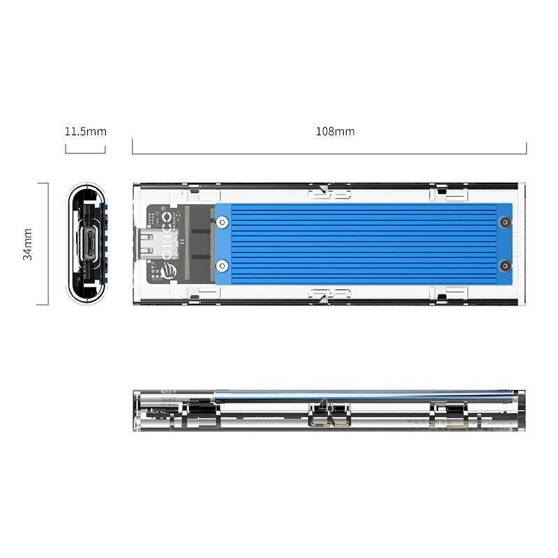 Enclosure SDD M.2 Orico, NVME, USB-C 3.1 Gen.2, 10Gbps (blue) цена и информация | Adapteri un USB centrmezgli | 220.lv